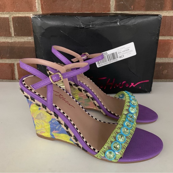 Betsey Johnson Shoes - Betsey Johnson Kodi Purple Multi Wedge Sandals Size US 10 M
